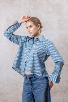 Blue Gingham Handcrafted Cotton Shirt