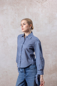 Handcrafted Blue Check Cotton Shirt for Women