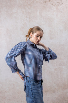 Handcrafted Blue Check Cotton Shirt for Women