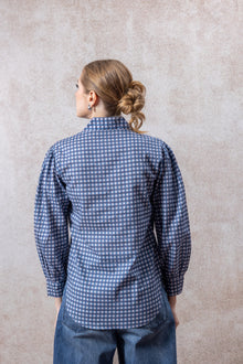 Handcrafted Blue Check Cotton Shirt for Women
