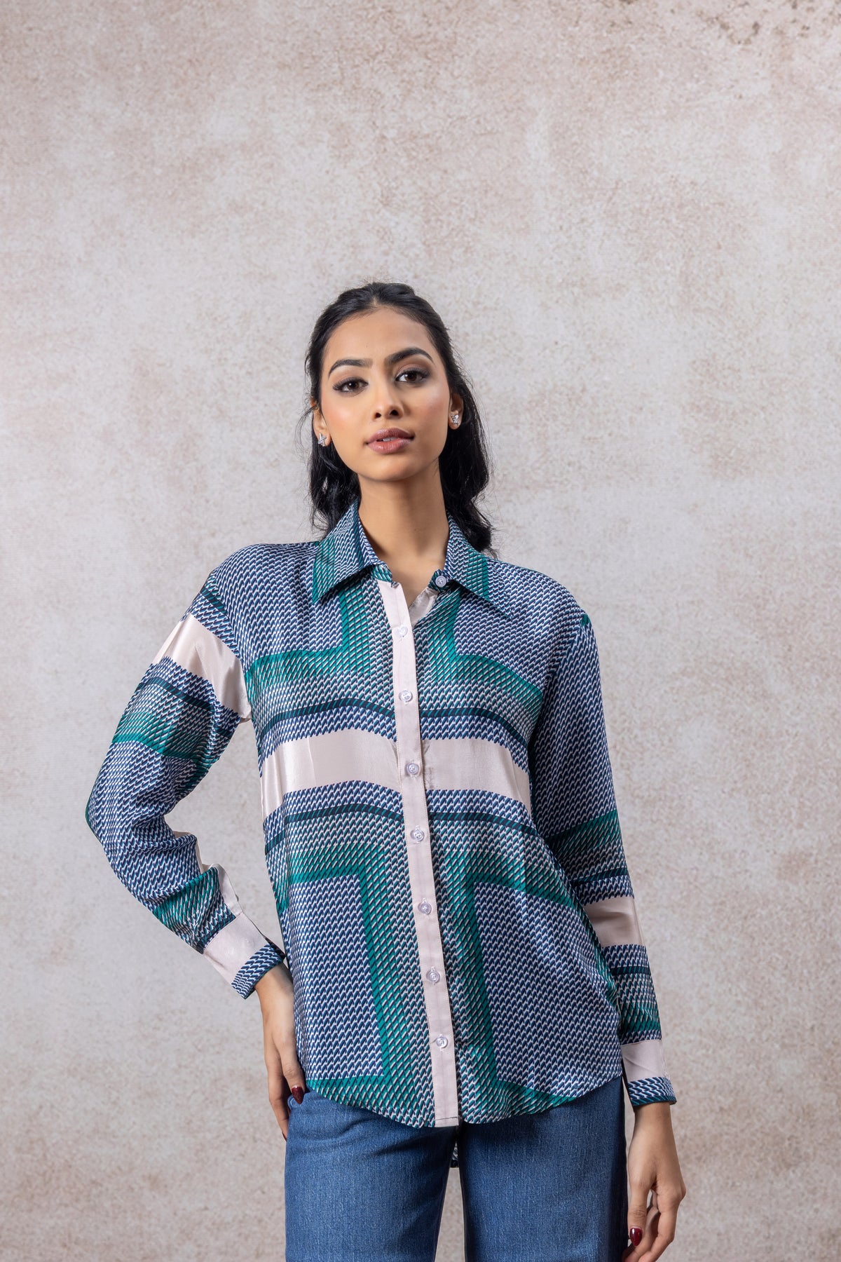 Women’s Geometric Print Cotton Shirt