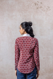 Women’s Red Geometric Print Shirt