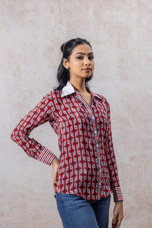 Women’s Red Geometric Print Shirt