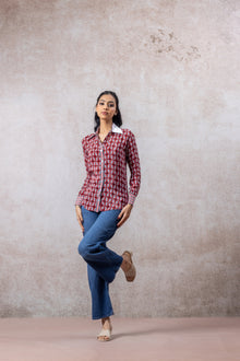 Women’s Red Geometric Print Shirt
