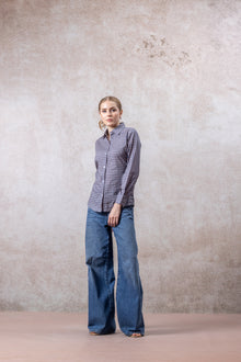Classic Long Sleeve Blue Checkered Cotton Shirt