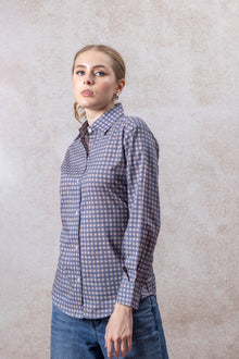 Classic Long Sleeve Blue Checkered Cotton Shirt