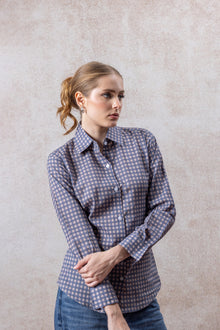 Classic Long Sleeve Blue Checkered Cotton Shirt