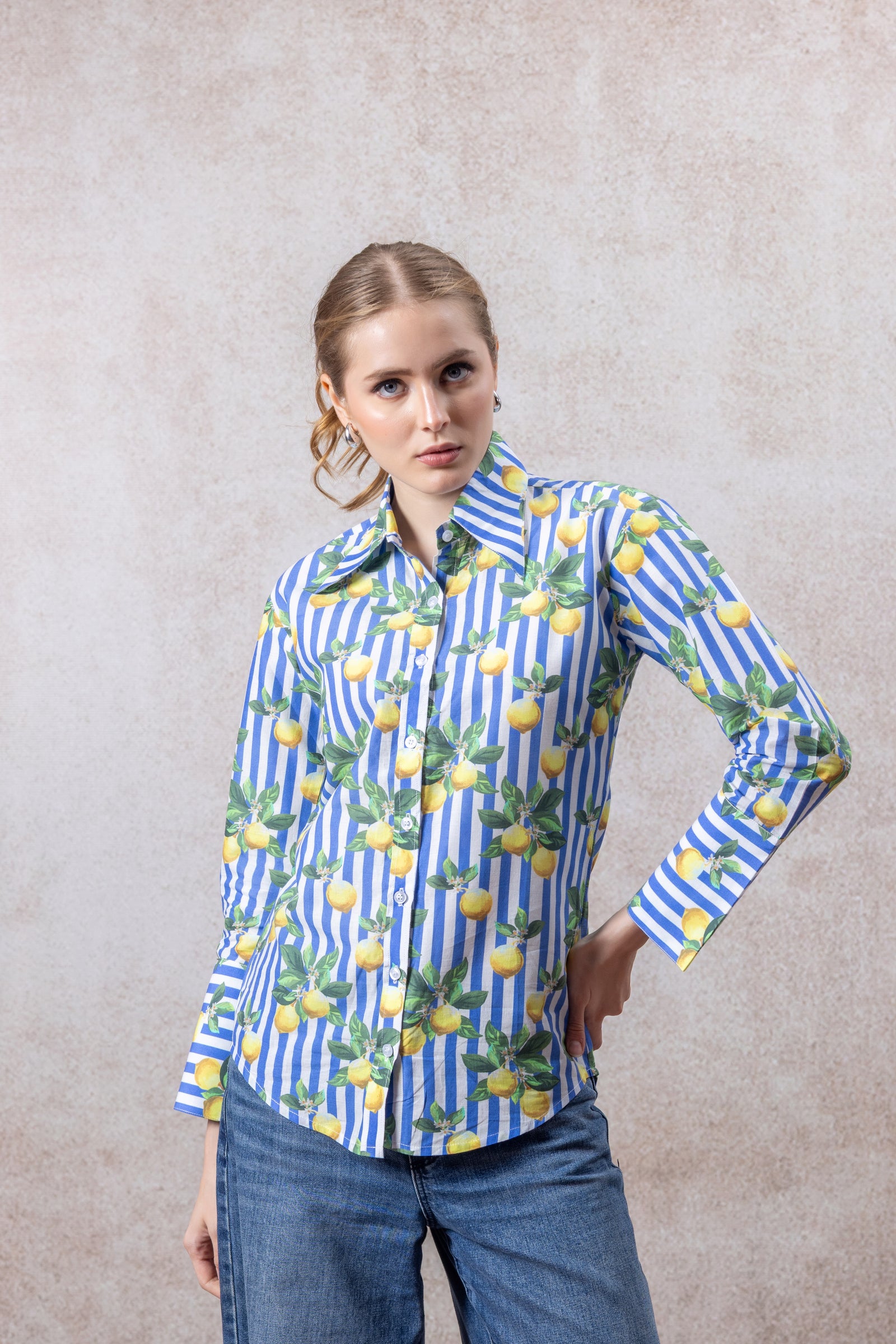 Women’s Lemon Print Cotton Shirt