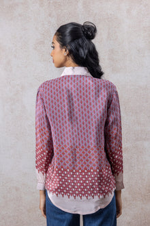 Pink & Red Geometric Crepe Shirt