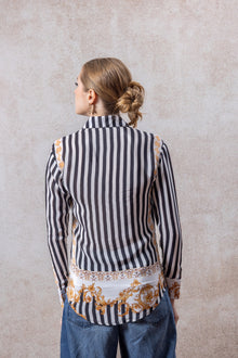 Black & Gold Baroque Stripe Crepe Shirt