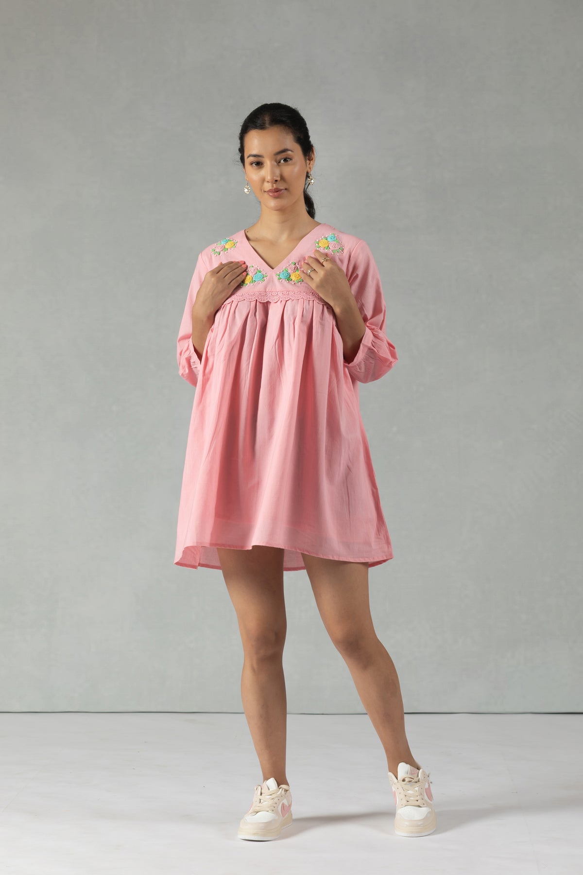 Blush Breeze V-Neck Dress