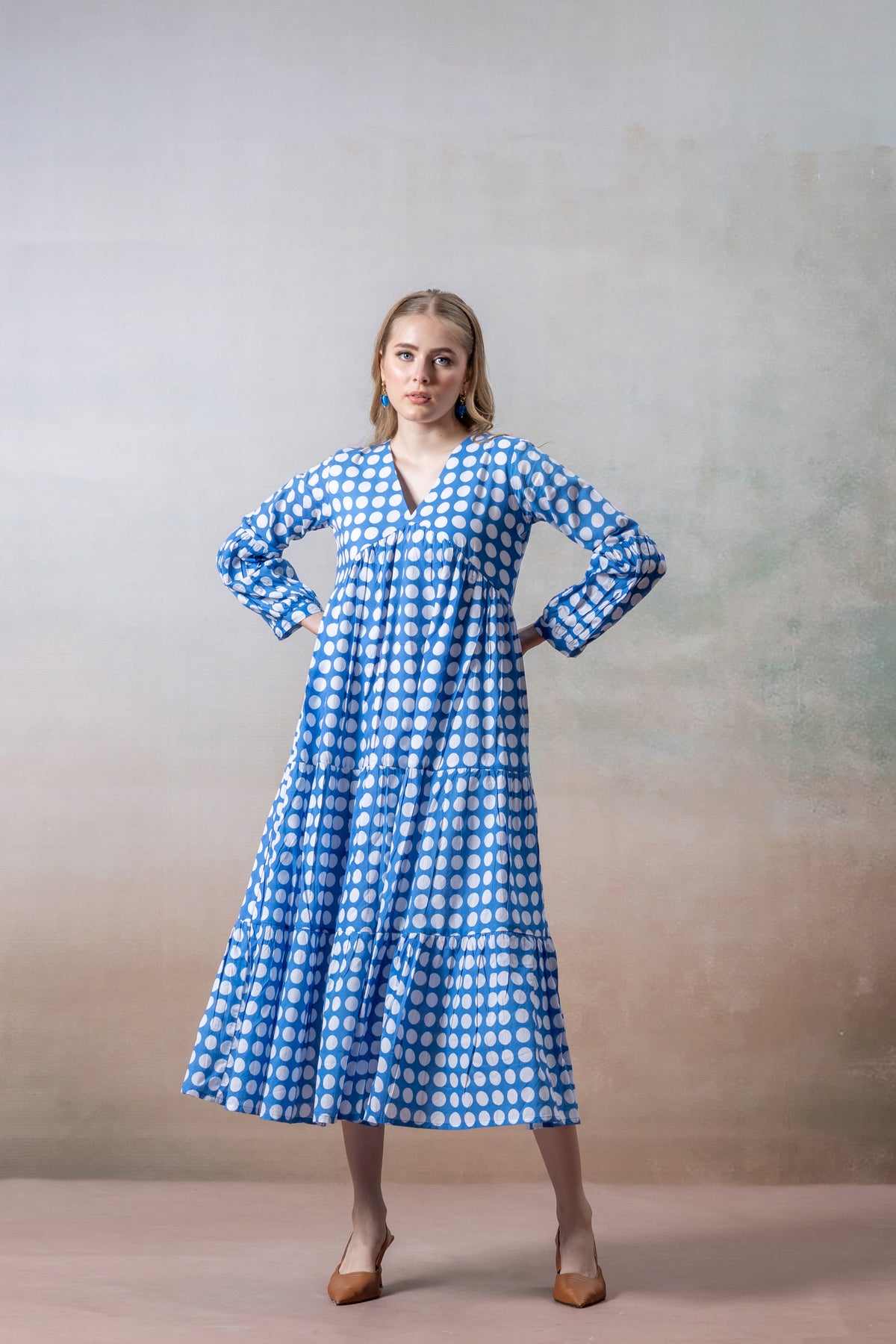 Breezy Blue Polka Dot Maxi Dress