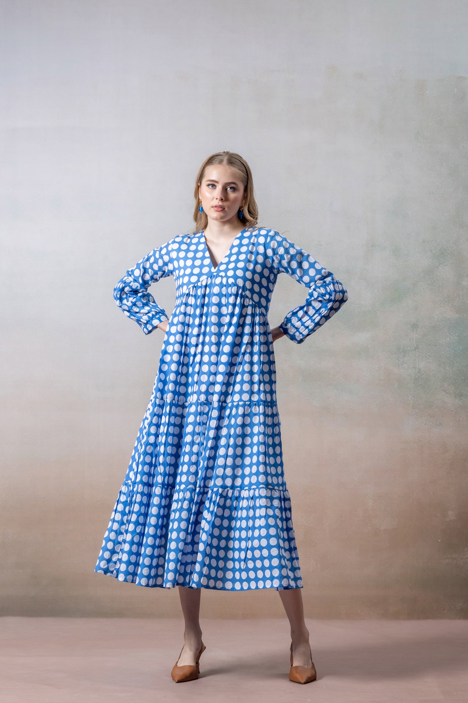 Breezy Blue Polka Dot Maxi Dress