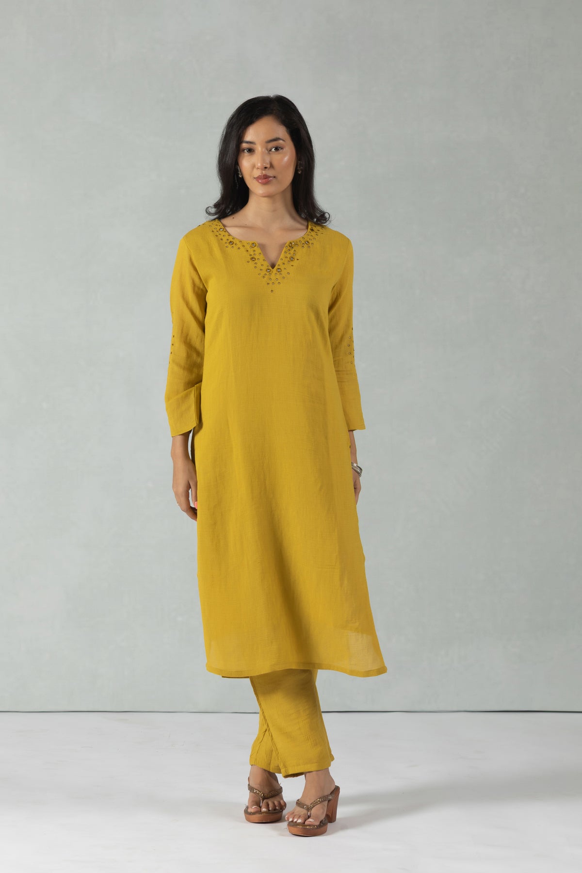 Mustard Yellow Minimal Kurti Set