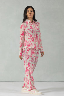 Pink Full Sleeves Floral Crepe Co-Ord Set