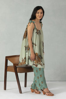 Green Sleeveless Flowy Crepe Co-Ord Set