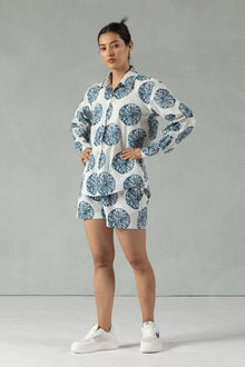 White Full Sleeves Cotton Co-Ord Set