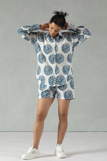 White Full Sleeves Cotton Co-Ord Set