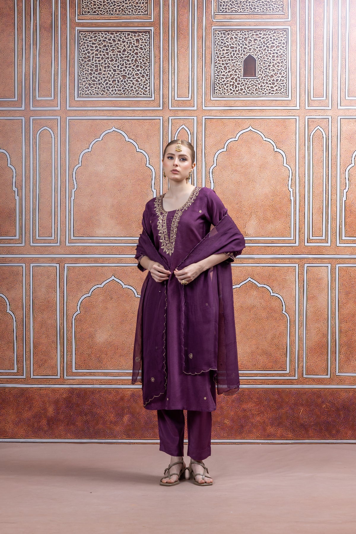 Elegant Purple Handwork Suit Set
