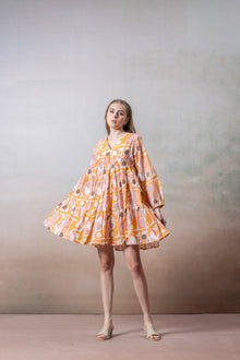 Sunset Aura Geometric Printed Tiered Dress