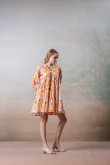 Sunset Aura Geometric Printed Tiered Dress