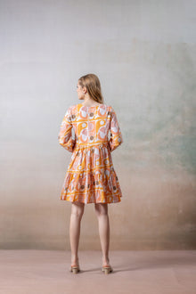 Sunset Aura Geometric Printed Tiered Dress