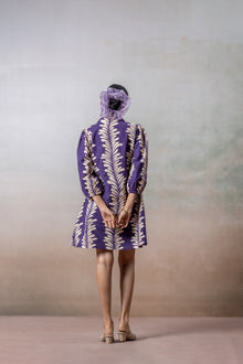Lavender Leaf Smocked Printed Short Dress