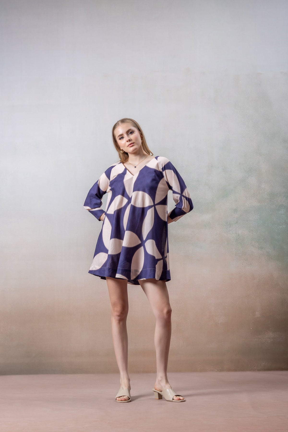 Scandinavian Breeze Abstract Print Mini Dress