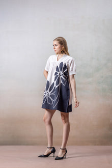 Nordic Bloom Contrast Floral Mini Dress