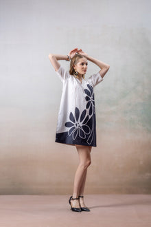 Nordic Bloom Contrast Floral Mini Dress