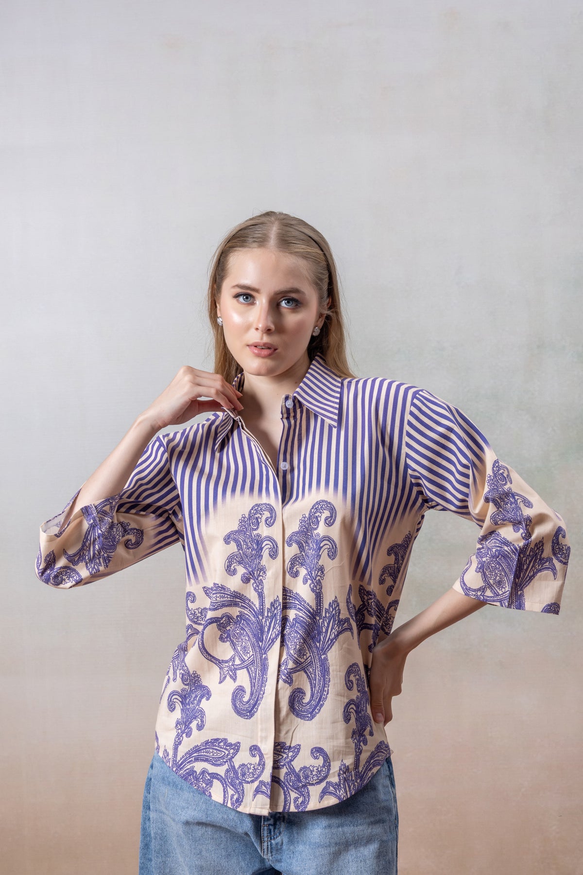 Lavender Grace Printed Shirt