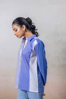 Azure Mist Colorblock Cotton Shirt