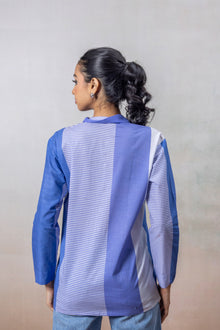 Azure Mist Colorblock Cotton Shirt