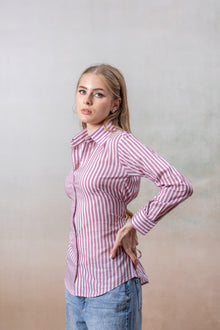 Rosewood Stripe Fitted Cotton Shirt