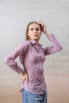 Rosewood Stripe Fitted Cotton Shirt
