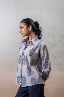 Indigo Grace Print Cotton Shirt