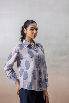 Indigo Grace Print Cotton Shirt