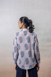 Indigo Grace Print Cotton Shirt