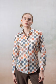 Multicolor Geometric Print Cotton Shirt