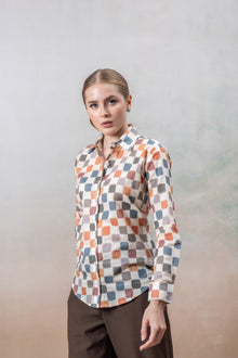 Multicolor Geometric Print Cotton Shirt