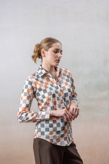 Multicolor Geometric Print Cotton Shirt