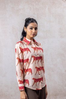 Pink Cheetah Print Cotton Shirt