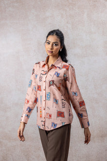 Blush Pink Graphic Print Cotton Shirt