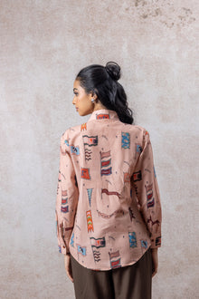 Blush Pink Graphic Print Cotton Shirt
