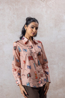 Blush Pink Graphic Print Cotton Shirt