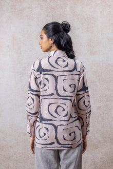 Blush Grey Abstract Swirl Cotton Shirt